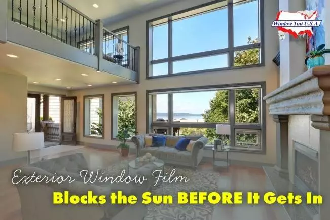 Exterior window film blocks the sun