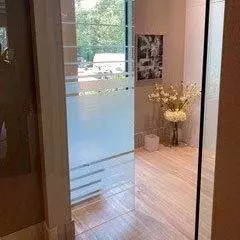 After: Decorative film adds privacy, keeps open feel